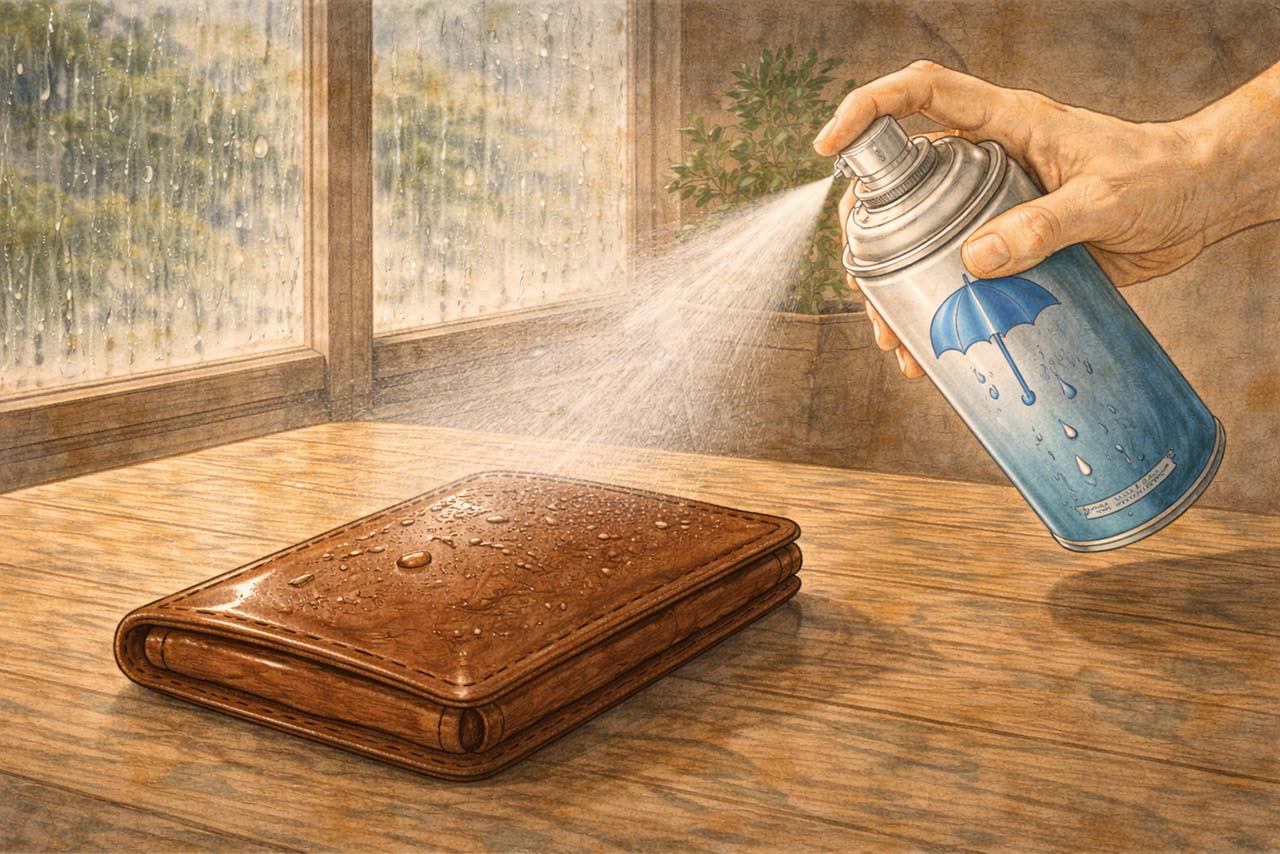 防水スプレーで水を弾く挿絵