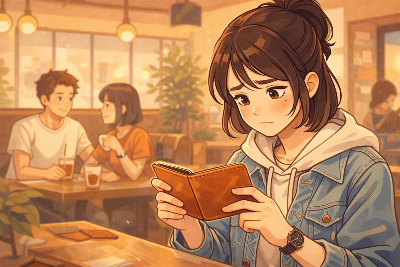 初めての財布に戸惑う挿絵