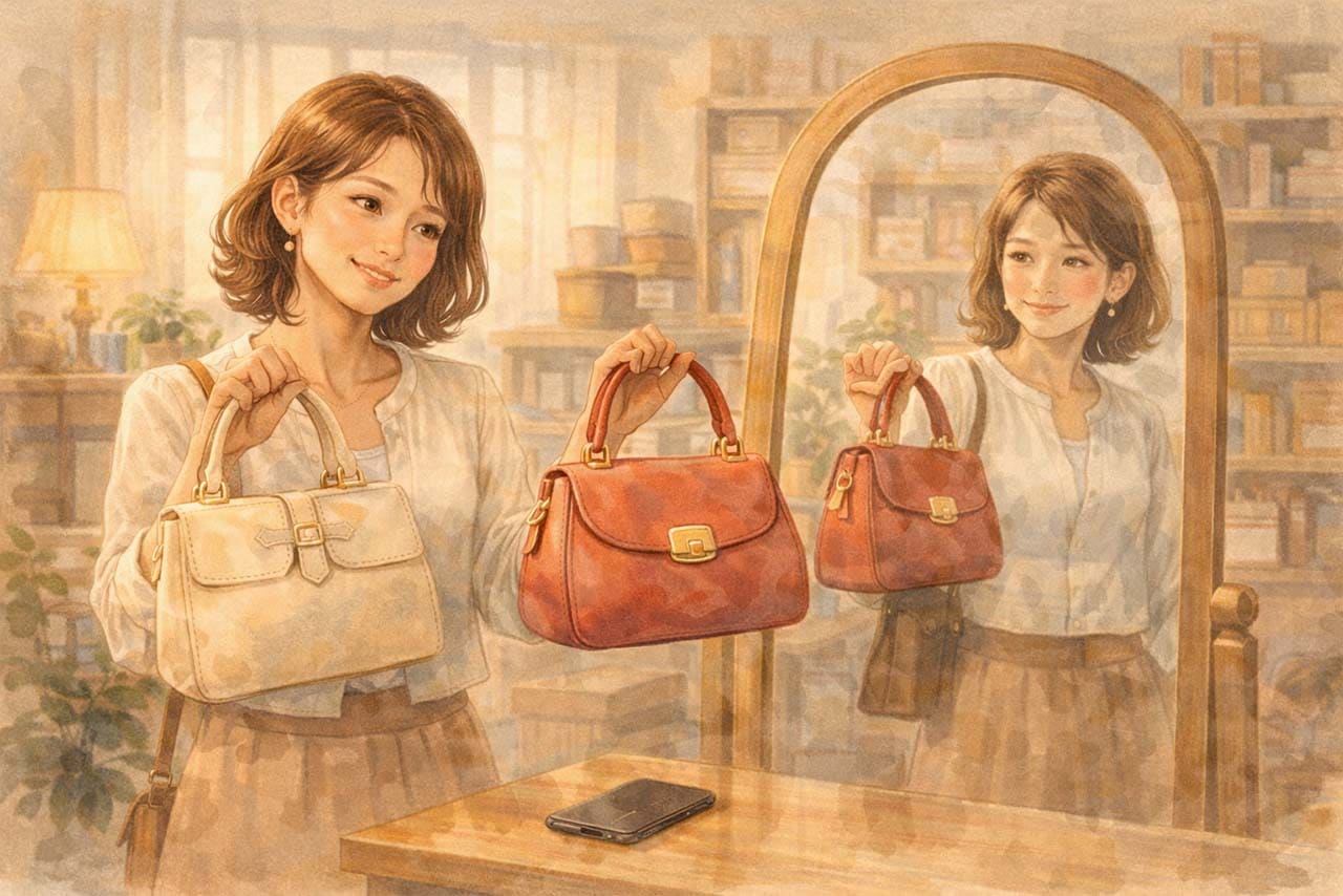 装いのアクセントになる鞄を選ぶ挿絵