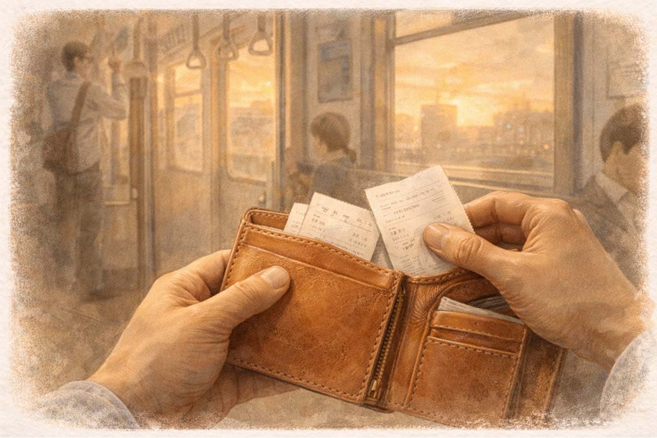 日常の所作が革に重なる挿絵