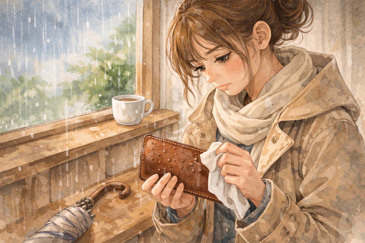 雨染みを受けとめる心の余白を感じさせる挿絵