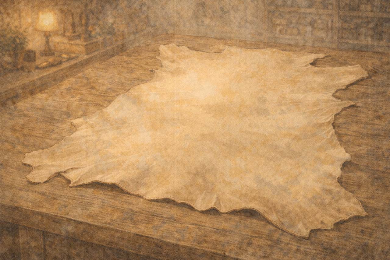 一枚の本ヌメ革が静かに佇む挿絵