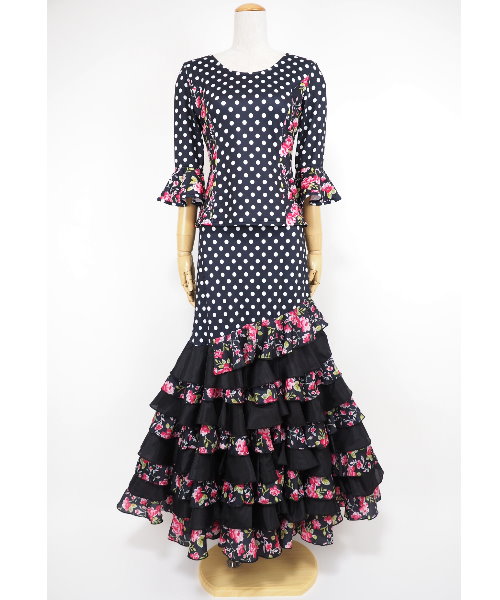 【フラメンコ衣装】フレアスリーブ ブラック トップス　黒　コットン系　サイズL フラメンコ衣装】フレアスリーブ ブラック トップス 黒 コットン系