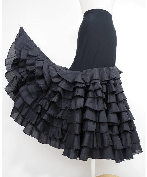 シャンタンティアードフリルデザインファルダ スカート