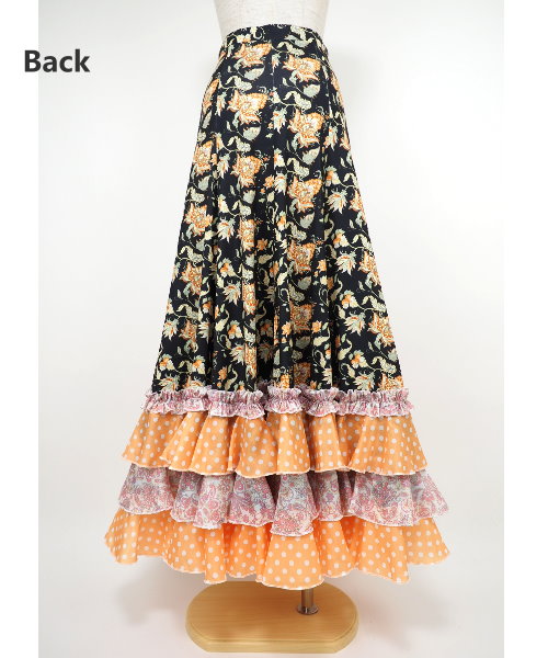 フラメンコ　ファルダ　新品　フラメンコ衣装　スカート　Leirena ティアードフリルデザインファルダ スカート BL 【フラメンコ