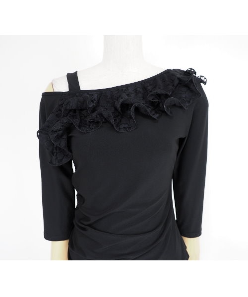 レースフリルデザイントカットソー 【社交ダンス 衣装 トップス
