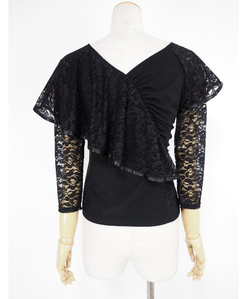 新品❣️未使用❣️ ✨レイリーナ　社交ダンス　カットソー　レース✨ レースデザイントカットソー 【社交ダンス 衣装 トップス