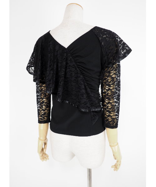 プリントデザイントカットソー ブラックレース 【社交ダンス 衣装