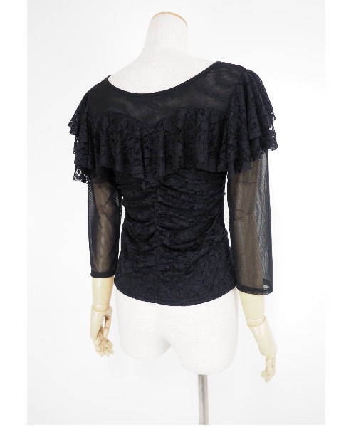 レースデザイントカットソー フリル 【社交ダンス 衣装 トップス