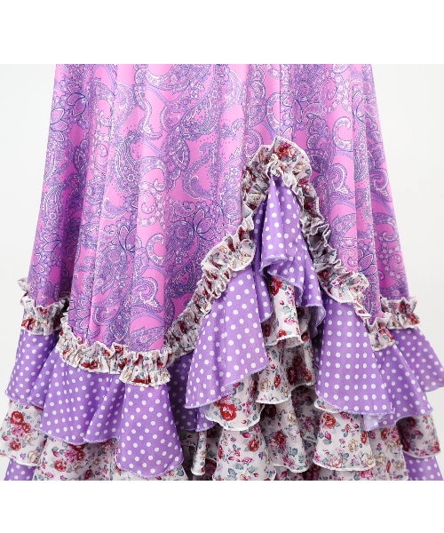 フラメンコ　ファルダ　スカート フラメンコ ファルダ スカート ホワイト×ピンク系 【フラメンコ