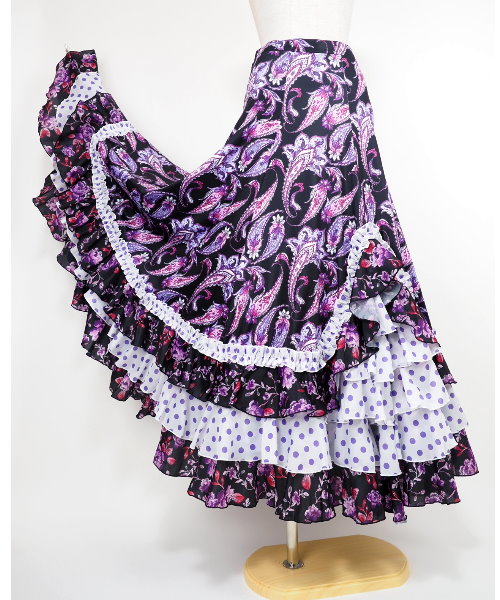 美品 フラメンコ衣装】ブラック almaFlamenca ファルダ 白っぽい スカート