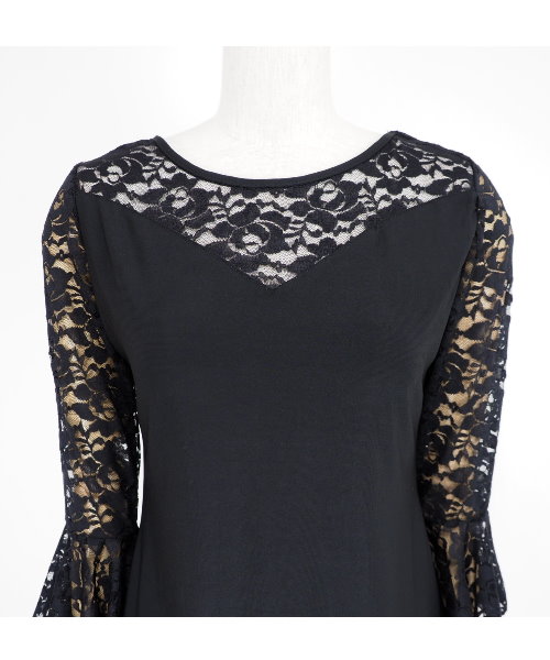 レースフレアスリーブカットソー ブラック 【社交ダンス 衣装