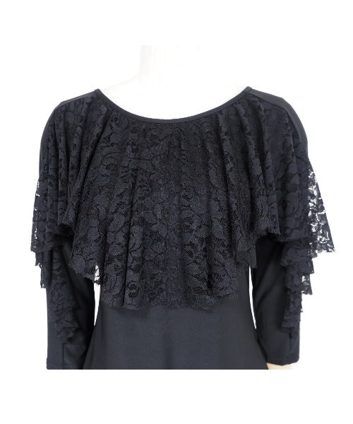 新品❣️未使用❣️ ✨レイリーナ　社交ダンス　カットソー　レース✨ レースギャザーフリルのデザインカットソー 【社交ダンス 衣装