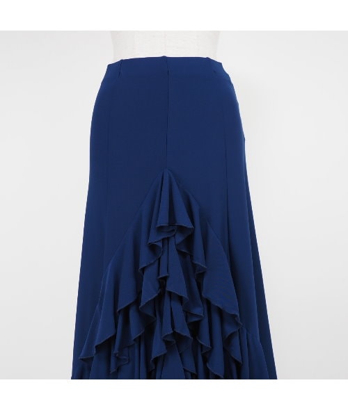 3ティアードフリルデザインファルダ スカート ネイビー