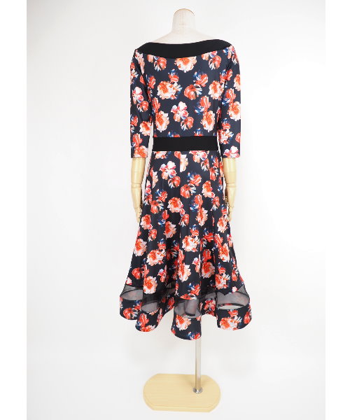 社交ダンス　プリントミディ　花柄　ワンピース 社交ダンス プリントミディ 花柄 ワンピース