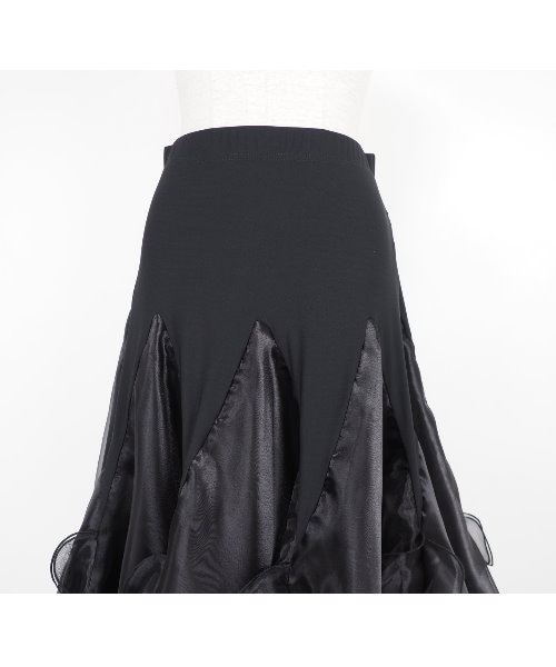 オーガンジーフレアスカート ブラック【社交ダンス 衣装