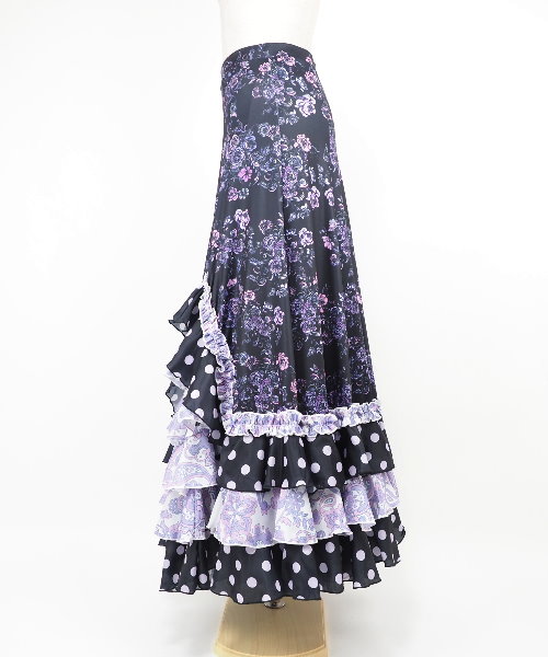 フラメンコ デザインファルダ ブラック パープル【フラメンコ ファルダ