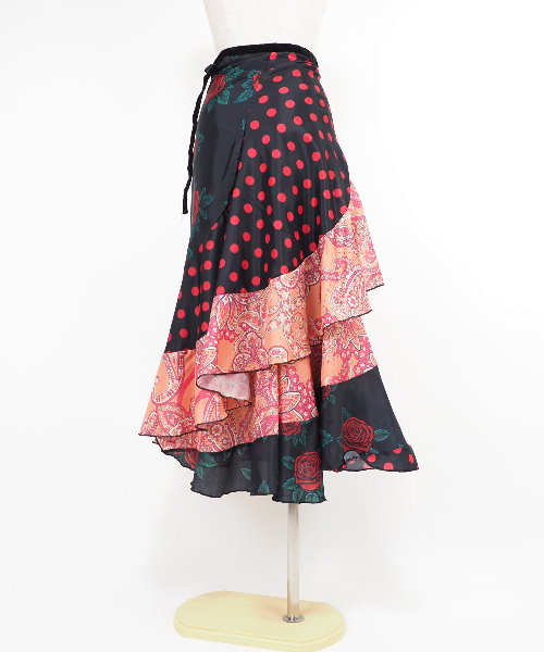 フラメンコ スカート オレンジ フリル付き フラメンコ スカート オレンジ フリル付き