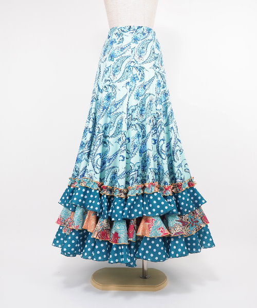 フラメンコファルダ デザインファルダ グリーン 【フラメンコ 衣装