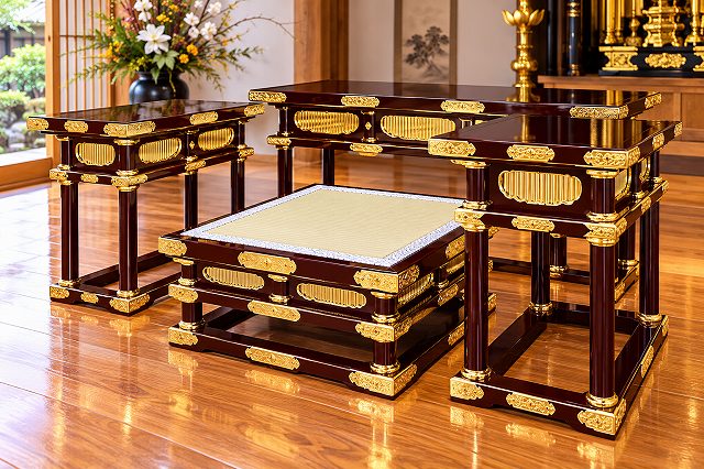 金具付き、丸柱登高座セット