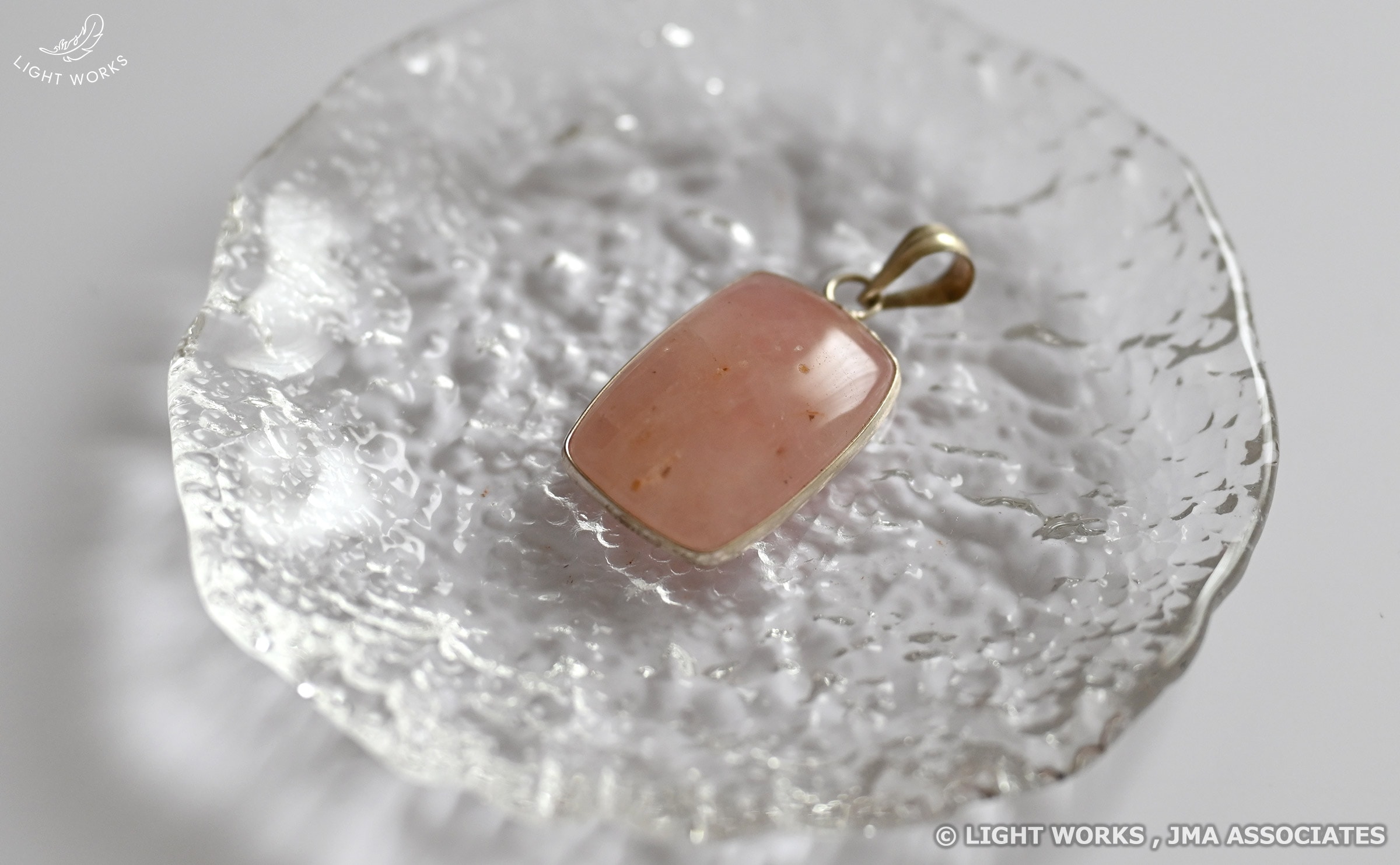ペンダントトップ（ローズクォーツ・四角）｜ライトワークス