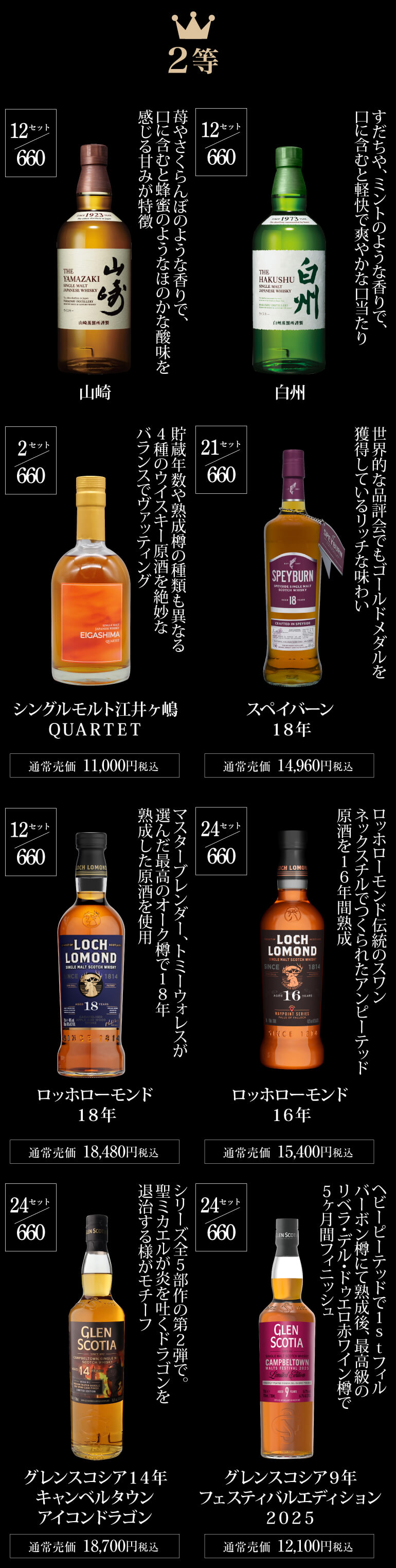 極の1本は響30年！山崎18年！白州18年！響21年などが入ってるかも