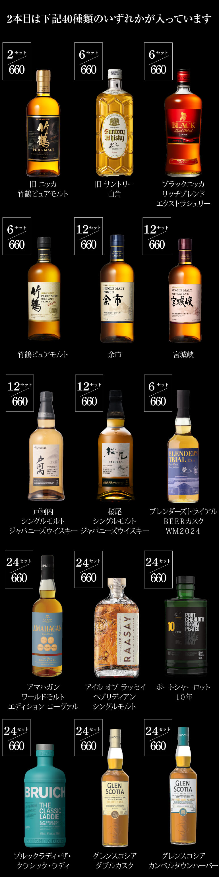 極の1本は響30年！山崎18年！白州18年！響21年などが入ってるかも