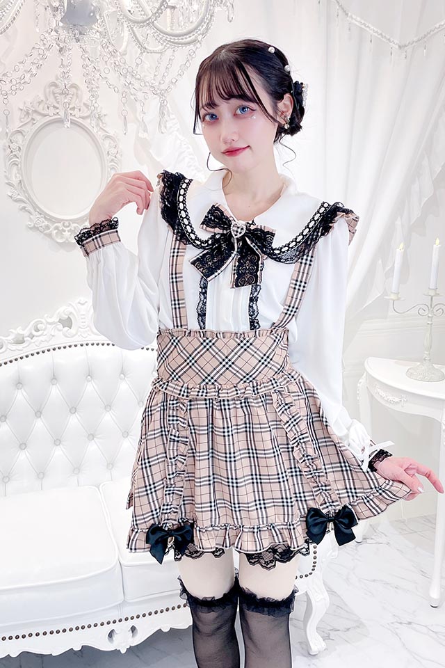 ☆40%OFF☆【Princess Melody】ダブルフリル付きサスペンダーチェックスカパン - ベージュ size-F-Ma*rs  WebStore by LiLimPark