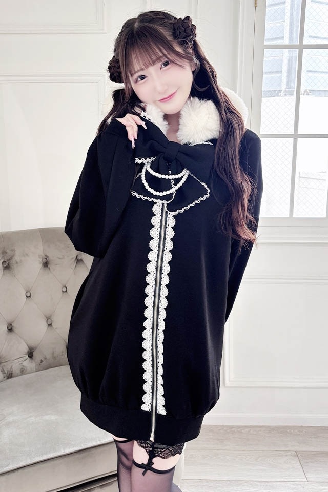 00s wishcore ファーフード付き ホワイトニットレースボレロ 姫カジ 00s wishcore ファーフード付き ホワイトニットレースボレロ 姫カジ