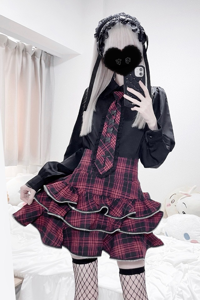 すとぷり ラババン MA*RS】ZIPフリルスカパン - ブラック size-F | 地雷系・量産型