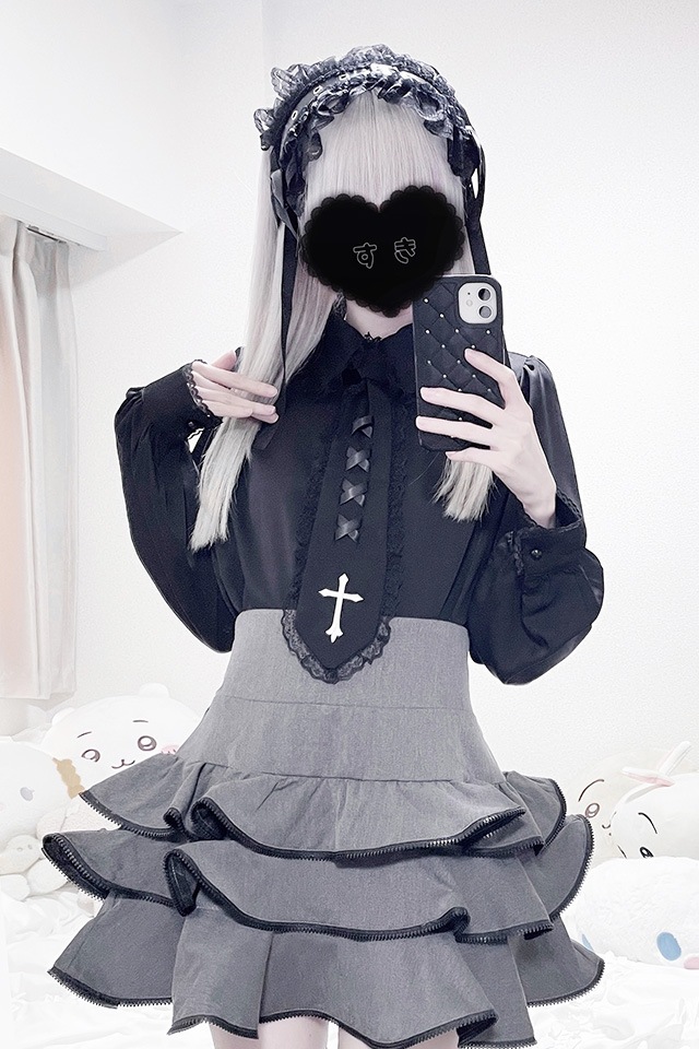 MA*RS】クロス刺繍ネクタイ付きブラウス - WHT/ブラック size-F