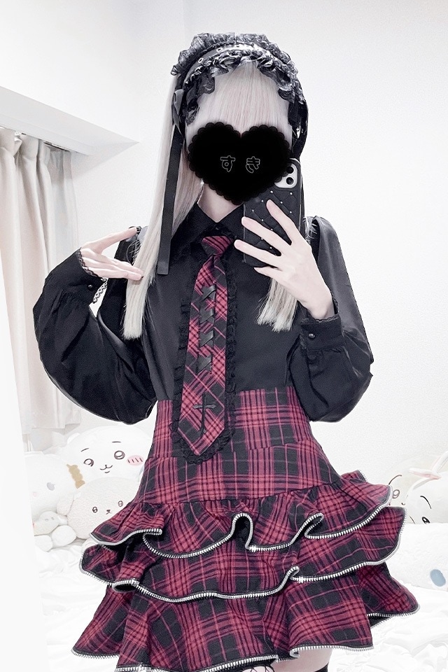 MA*RS】クロス刺繍ネクタイ付きブラウス - WHT/ブラック size-F