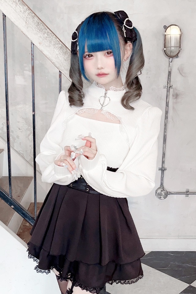 MARS ビッグリボントップス MA*RS】ハートZIPテレコトップス - ホワイト size-F | 地雷系