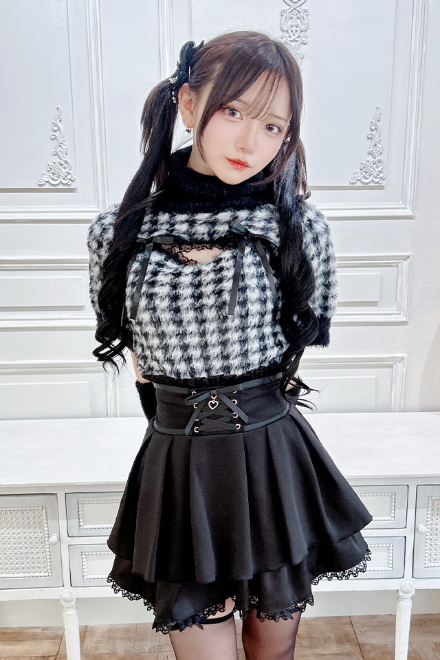 MA*RS】アームウォーマー付き胸開きシャギーニット - ピンク size-F