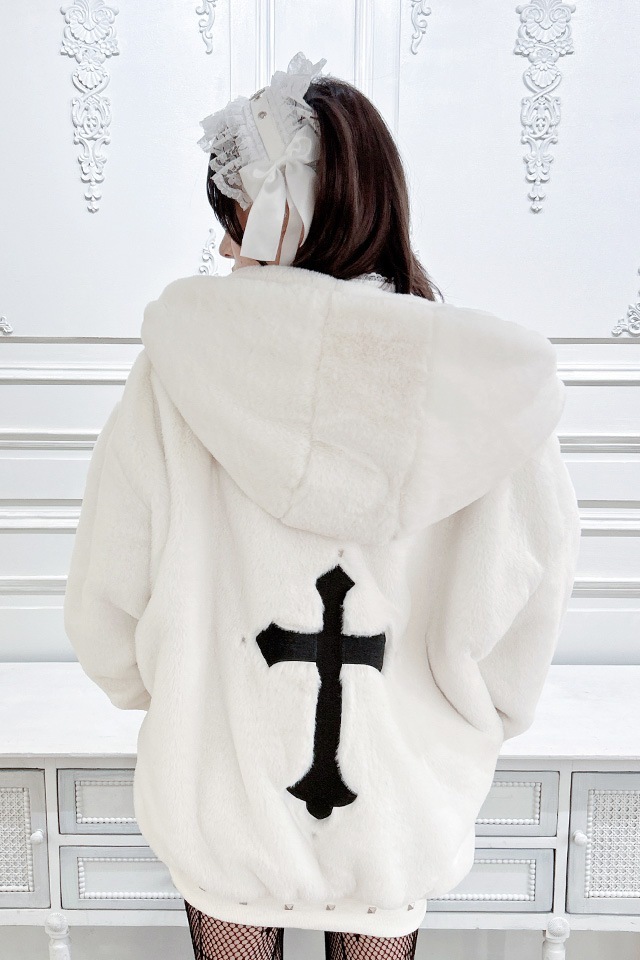 MA*RS】クロス刺繍ファーブルゾン - ホワイト size-F | 地雷系・量産型