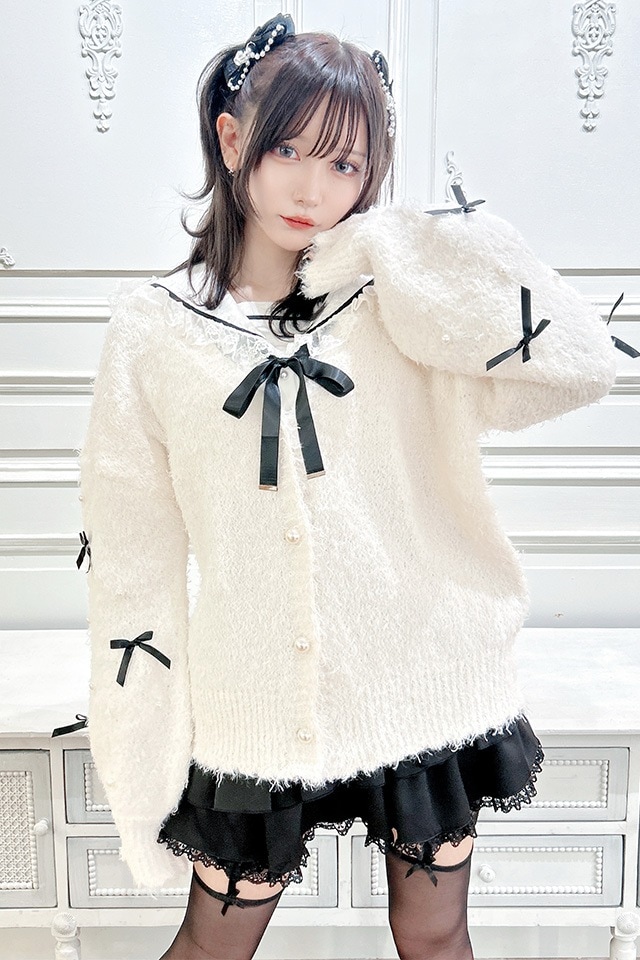 MA*RS】ちびリボンニットカーディガン - ホワイト size-F | 地雷系