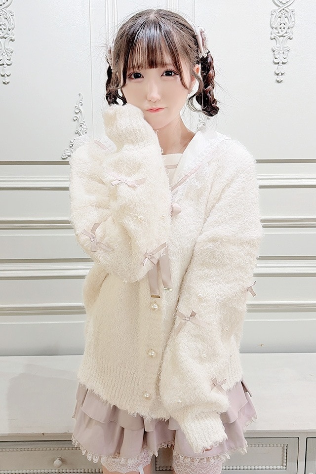MA*RS】ちびリボンニットカーディガン - WHT/ピンク size-F | 地雷系