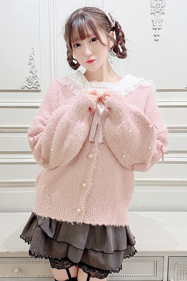 MA*RS】ちびリボンニットカーディガン - ピンク size-F | 地雷系・量産