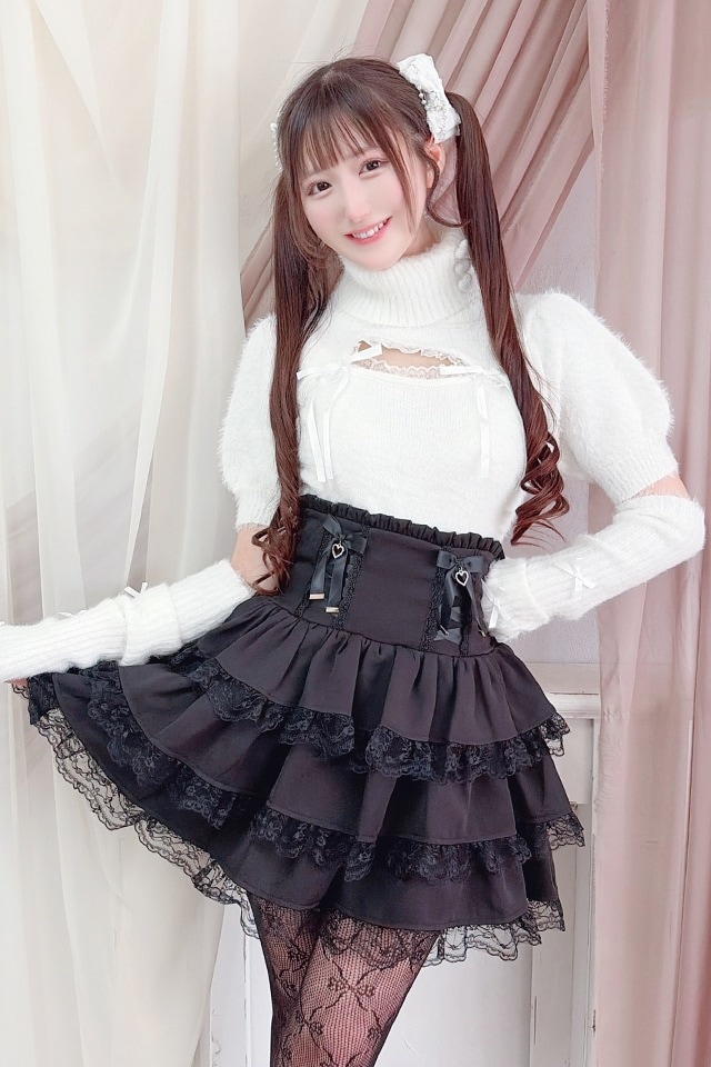 MA*RS】レースアップリボン3段フリルスカパン - ブラック size-F