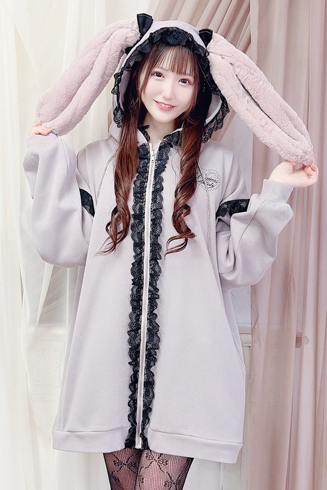 Princess Melody】うさみみファー裏起毛パーカー - ピンク size-F