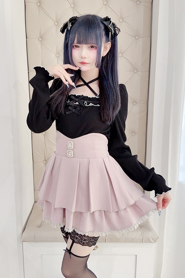 MA*RS】ビジュー付き二段フリルスカパン - ピンク size-F | 地雷系