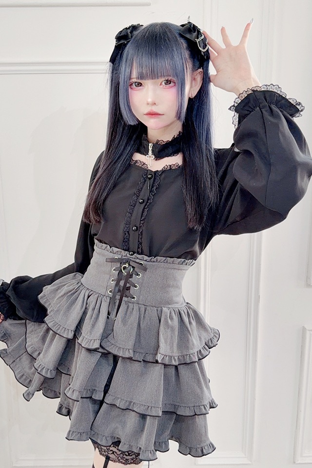 MA*RS】クロスチョーカー付きブラウス - ブラック size-F | 地雷系