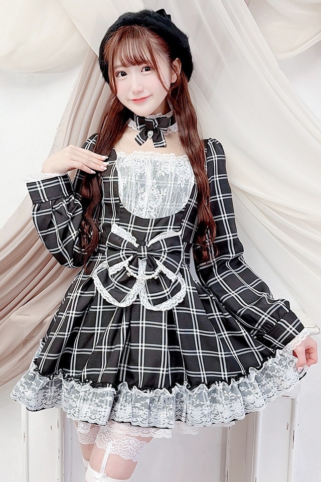 m me eme ロービングチェックフェザーワンピース m me eme エムミーエメ フェザーチェックワンピース M me eme