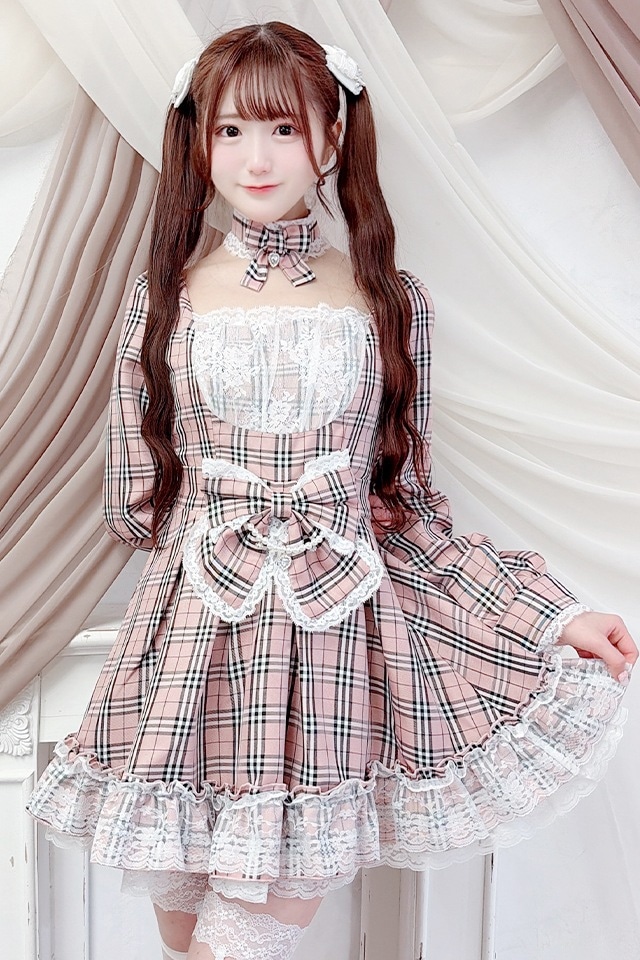 美品⭐︎ メゾンスペシャル チェックツイードワンピース ピンク ロング丈 セール】 チェックツイードジャンスカ （ロング・マキシ丈ワンピース