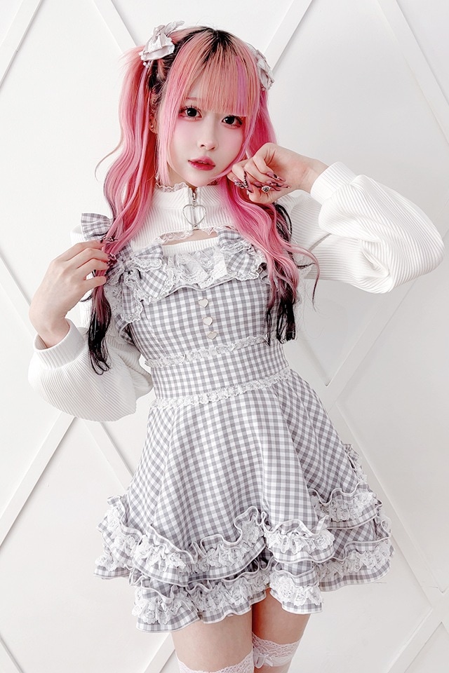 Princess Melody チェックDOLLYキャミワンピース グレー Princess Melody】ダブルりぼんギンガムキャミワンピース - グレー