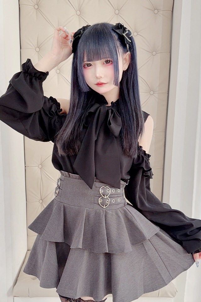 MA*RS】オープンショルダーフリルボウタイブラウス - ブラック size-F