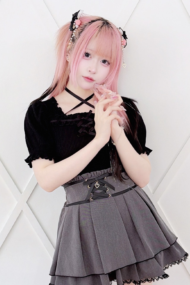MARSおリボンダイヤ柄Sugar Glossフリル付キャミソール 黒/ピンク MA＊RS マーズ Sugar Gloss 蝶プリント キャミソール - メルカリ