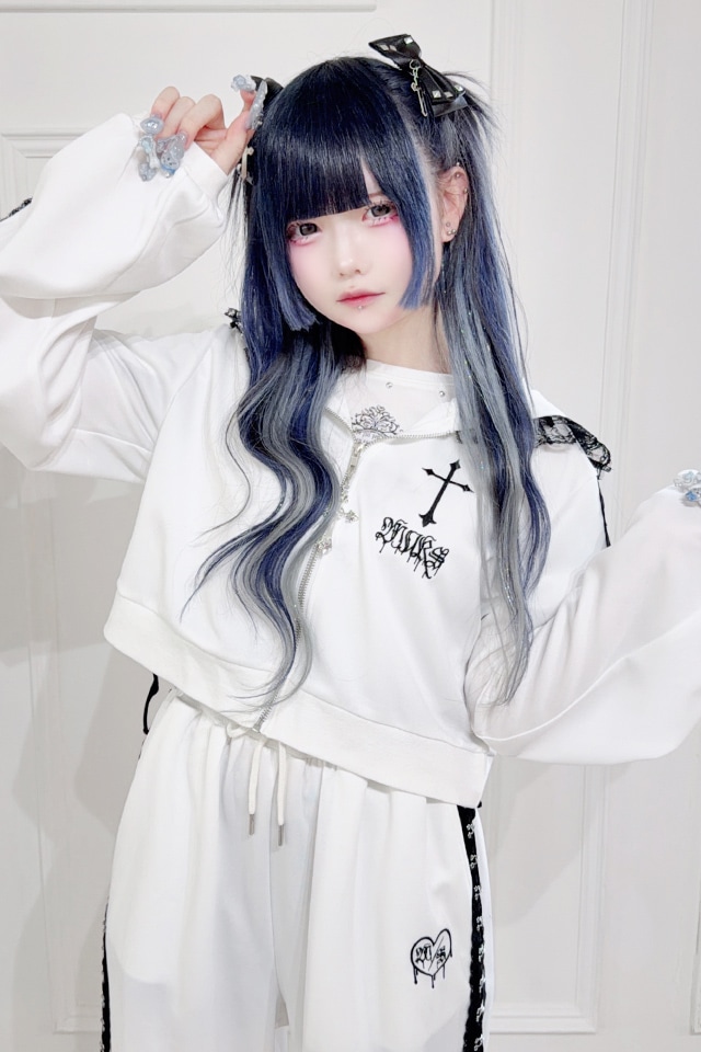 MA*RS】レースホック×クロスショートパーカー - ホワイト size-F