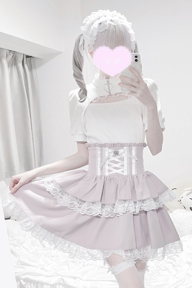 MA*RS】ハイウエストスピンドルボリュームスカパン - ピンク size-F