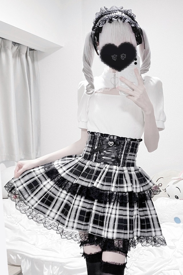 MA*RS】ハイウエストスピンドルボリュームスカパン - BLK/BLK size-F